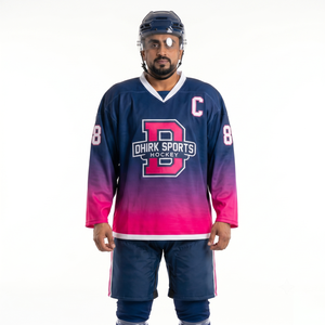 Camiseta de Hockey sobre Hielo Sublimada Personalizada de Fábrica OEM al por Mayor, Poliéster Premium con Degradado, Cuello en V, Corte Atlético, Uniforme de Equipo, Nombre del Equipo - Product Image 1