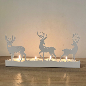 Modern Luxury Iron Antelope Cutwork Design Handmade <b>Tea</b> <b>Light</b> Candle Holder for <b>Christmas</b> Home Decoration Gifts - Product Image 3