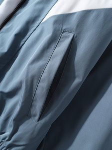 Veste de sport unisexe style racer, design color block, fermeture éclair, col rabattable, polyester respirant, idéale pour le printemps - Product Image 3