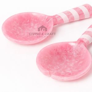 Utensilios de Cocina en Color Caramelo, Tenedor y Cuchara de Resina con Diseño de Espiral Rosa Pastel, Decoración Estética para Habitaciones y Cubiertos para Servir en Fiestas - Product Image 2