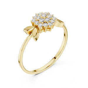 Anillos de oro macizo de 14k para mujer con diseño de flor, corte redondo minimalista, con diamantes, para regalo, compromiso, aniversario, boda - Product Image 3