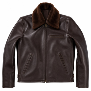 <b>Men</b> Leather Biker Jacket Stylish Motorcycle Inspired Zip Up <b>Front</b> Stand Collar Long Sleeve Casual Outerwear with Modern Design - Product Image 3