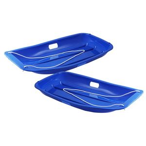 2 Slitte da Neve Doppie Blu 88*42*11cm in Plastica per Attività Invernali all'Aperto - Product Image 3