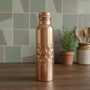 Copper <b>Water</b> <b>Bottle</b> Handmade Finish Pure Ayurvedic Wellness Drinking <b>Bottle</b> for Yoga <b>Gym</b> and Fitness Sustainable Copper Drinkwa - Product Image 1