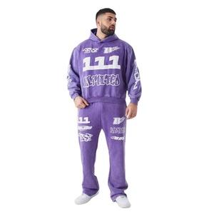 Survêtement personnalisé pour hommes lavé à l'acide ensemble de jogging réversible coupe-vent avec fermeture à cordon imprimé de décoloration solaire pour la saison d'hiver - Product Image 3