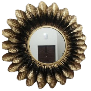 Vintage Leaf Design Metal Wall Mirror Elegant Decorative Frame for Home Living <b>Spaces</b> Perfect Accent for Classic Interior Decor - Product Image 1