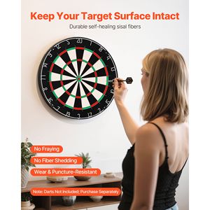 High Grade Self Healing Sisal Fiber Dartboard 17.7\" Blade Wire Bullseye with Rotating Number Ring <b>Staple</b> Free Dart Board - Product Image 2
