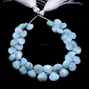 High Quality Premium Natural Larimar Faceted Rondelle Heart Shape Sky Blue <b>Gemstone</b> Beads 6 Inch Strand Jewelry <b>Bracelet</b> Making - Product Image 1