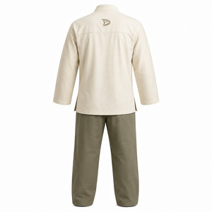 Kung Fu Uniform Adult Unisex Cream Cotton Breathable Quick Dry Lightweight Durable Regular Fit Martial <b>Arts</b> Wear Kit - Product Image 3