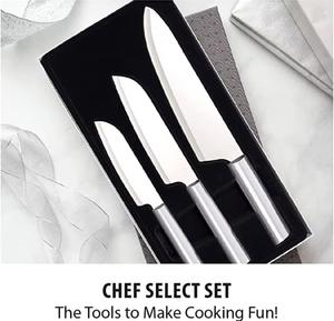 Couteaux de chef en acier inoxydable de haute qualité, style premium personnalisé, 3 pièces, avec manche sur mesure, multi-usages et écologiques - Product Image 3