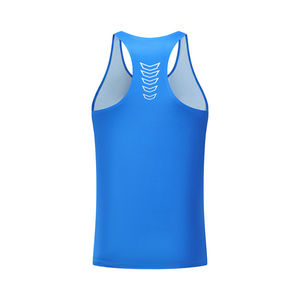Débardeur sans manches pour homme, bleu, à blocs de couleur, col rond, séchage rapide, respirant, style urbain, tricoté, 100% coton, broderie, effet délavé - Product Image 6
