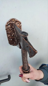 Poignée de porte en fer forgé galvanisé de style moderne, résistante à la rouille, avec design lame de hache surélevée, installation facile pour la décoration de portail - Product Image 2