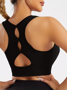 Soutien-gorge de sport sans couture pour femme |   Débardeur court côtelé pour l'entraînement |   Vêtements de sport en nylon et élasthanne à haute élasticité - Product Image 3