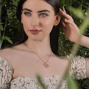 Collier pendentif triple cœur en argent 925 plaqué or rose pour femme, bijoux fins de luxe avec diamants, brillant, pour fiançailles, fête, mariage - Product Image 4