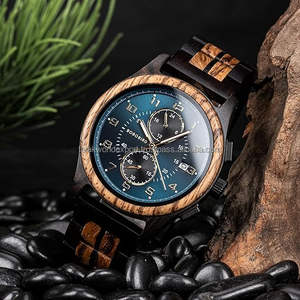 Luxury Oem Custom Logo Private Label Chronograph Wooden <b>Watch</b> Wholesale Metal Wood <b>Watches</b> Men From Falak World Export - Product Image 1