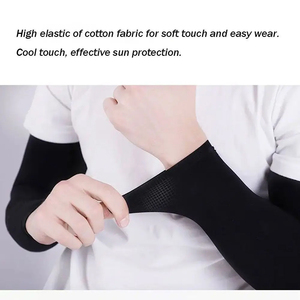 Manches de bras anti-UV noires pour femmes, sans couture, en spandex et polyester, pour sports de plein air, protection solaire, équipement de cyclisme, manches de bras personnalisées - Product Image 3