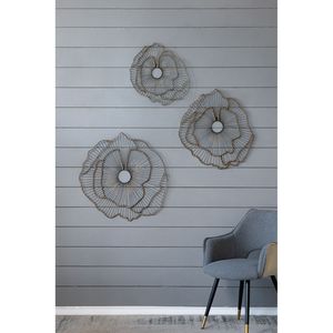 Set di 3 Fiori Metallici da Parete, Elegante Scultura Floreale per Ingresso, Portico, Corridoio, Set di Specchi Transizionali - Product Image 5