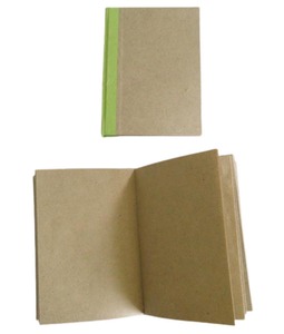 สมุดโน้ตกระดาษป่านแบบแข็งพร้อมกระดาษป่านธรรมชาติธรรมดาเป็นปกและเกลียวสีเขียว - Product Image 1
