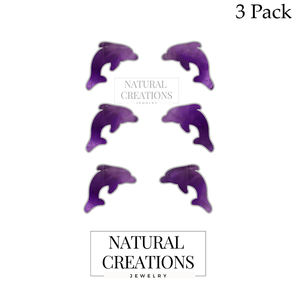 Boucles d'oreilles clous en argent sterling 925 véritable de qualité supérieure, forme dauphin améthyste, sertissage clos, finition haut de gamme, mignonnes, tendance, pour fiançailles - Product Image 2