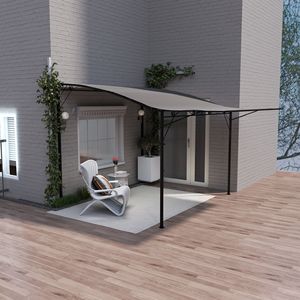 Pergola in Alluminio da Esterno 3x2,4m con Porte e Finestre, Gazebo da Giardino per Camper, Terrazza, Colore Marrone - Product Image 2