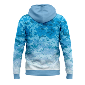 เสื้อฮู้ดซิปผู้ชายสีน้ำเงินลายพราง ทรงปกติ ระบายอากาศได้ดี ผลิตจากผ้าโพลีเอสเตอร์ถัก สไตล์ลำลองสำหรับฤดูใบไม้ผลิ - Product Image 3