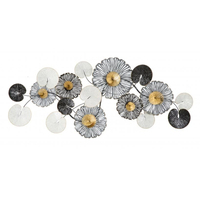 Décoration murale moderne en métal, design floral, or, noir, rose gold, argent, pour la maison, mariage