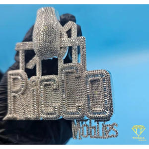 <b>Custom</b> Airplane <b>Name</b> Pendant Moissanite Diamond Iced Out Hip Hop <b>Necklace</b> Bling Jewelry Gift - Product Image 2