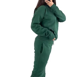 Sudadera con capucha corta de algodón pesado de 420 g/m² para mujer, con cremallera, color liso, personalizable con logo impreso, OEM de fábrica de ropa - Product Image 4