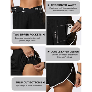 Shorts de course professionnels pour femmes avec poche pour téléphone, logo personnalisé, sport, fitness, entraînement athlétique, gym, vêtements de sport d'extérieur - Product Image 4