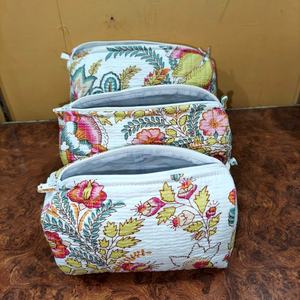 Sac en coton matelassé avec fermeture à glissière, organiseur de maquillage écologique, lot de 3, grande capacité, sac de voyage pour cosmétiques - Product Image 1