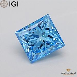 Diamante Cultivado en Laboratorio con Certificado IGI, Forma PRINCESS, 1.00 Quilates, Color Azul Intenso, Claridad VS2, para Su Joyería - Product Image 1