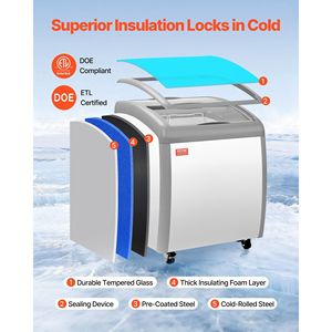 Congelatore mobile commerciale da 5,4 piedi cubi con cestello superiore, temperatura regolabile da -19 a 3°F, vetrina espositiva per gelati e frigorifero - Product Image 4