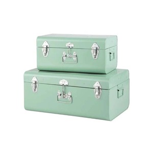 Dark <b>Grey</b> Durable Iron Trunk Handmade <b>Storage</b> <b>Box</b> Set of 2 - Product Image 3