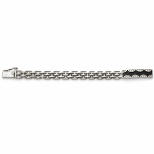 925 Sterling <b>Silver</b> Black Enamel Cubic Zirconia Bracelet High Polish Geometric Link Chain <b>Mens</b> Unisex Modern <b>for</b> Wedding Party D - Product Image 3