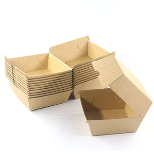 Boîte alimentaire en papier kraft personnalisée, jetable, pour emporter, emballage pour hamburgers avec impression de logo, écologique, vente en gros - Product Image 5