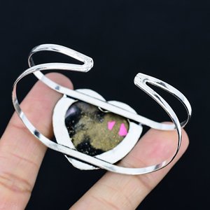 Pink Cotton Candy Turquoise Gemstone Jewelry Heart Shape Stone Bangle Elegant Stylish Gift For Women Handmade Jewelry - Product Image 3
