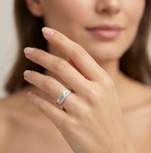 Anillo Moderno con Diseño de Rejilla DIVYORO - Product Image 4