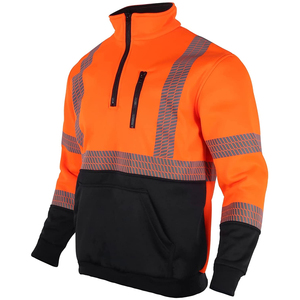 High Visibility Reflective Safety Jacket Men Hooded Windproof Workwear with Zipper Regular Fit Polyester Material Autumn Wear - Product Image 4