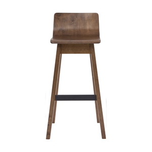 Premium Walnut Finish Bar <b>Stool</b> Highchair with Low Back <b>Seat</b> Ready Stock Hospitality Seating for Restaurant, Cafe & Bar Use - Product Image 2