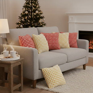 SOGA Juego de 6 Fundas de Almohada Decorativas con Estampado de Puntos de 45 cm, Color Coral Charm & Sunshine Bliss, para Sala de Estar y Dormitorio - Product Image 1