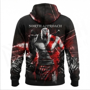 Sudadera con Capucha para Hombre North Approach, Diseño Kratos Impreso en 3D, Color Negro, Corte Regular, Informal, con Bolsillo Delantero, para Otoño - Product Image 2