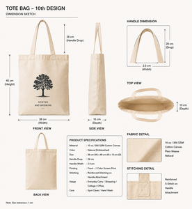 Bolsa de Mano 38x40x10cm de Lona de Algodón Natural con Estampado de Árboles, Estilo Minimalista, Plegable, Cierre Personalizado, para Viajes y Compras - Product Image 2