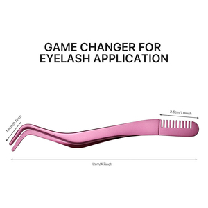 Pince à épiler professionnelle rose Kaamir Instruments pour rehaussement de cils, peigne en acier inoxydable, séparateur de sourcils à 90 degrés KI-CT-120 - Product Image 4