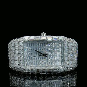 Montre-bracelet de luxe ronde pour homme, de haute qualité, style Hip Hop Bling, entièrement sertie de diamants de laboratoire, en argent et or, à mouvement quartz - Product Image 1