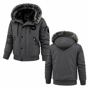 Mens Winter Hooded Bomber Jacket <b>Fur</b> Collar Thick Warm Puffer Coat Waterproof Casual Parka Jacket USA EU Style - Product Image 1