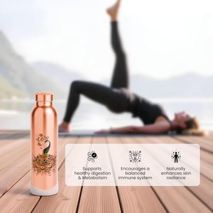 Bouteille d'eau en cuivre pur de qualité supérieure SKI 900 ml, à ouverture facile, pour la santé ayurvédique - Product Image 4