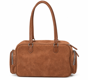 <b>Brown</b> Suede Women Saddle Bag Shoulder Handbag Zipper Closure Large Capacity Vintage Travel Purse Fashion Party Daily Use - Product Image 1