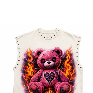 Débardeur personnalisé imprimé avec un motif vintage, tissu jersey 100% coton, sans manches, col rond, t-shirt unisexe, vêtements décontractés, vente en gros OEM - Product Image 5