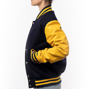 <b>Smart</b> Casual <b>Women</b> Letterman <b>Jacket</b> Featuring Snap Front Design And Comfortable Ribbed Cuffs - Product Image 5