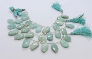 Perles de feuille d'Amazonite naturelle 9MM 10MM, perles de pierres précieuses fantaisie facettées, brin de 6 pouces, prix de gros en vrac pour la fabrication de bijoux - Product Image 6